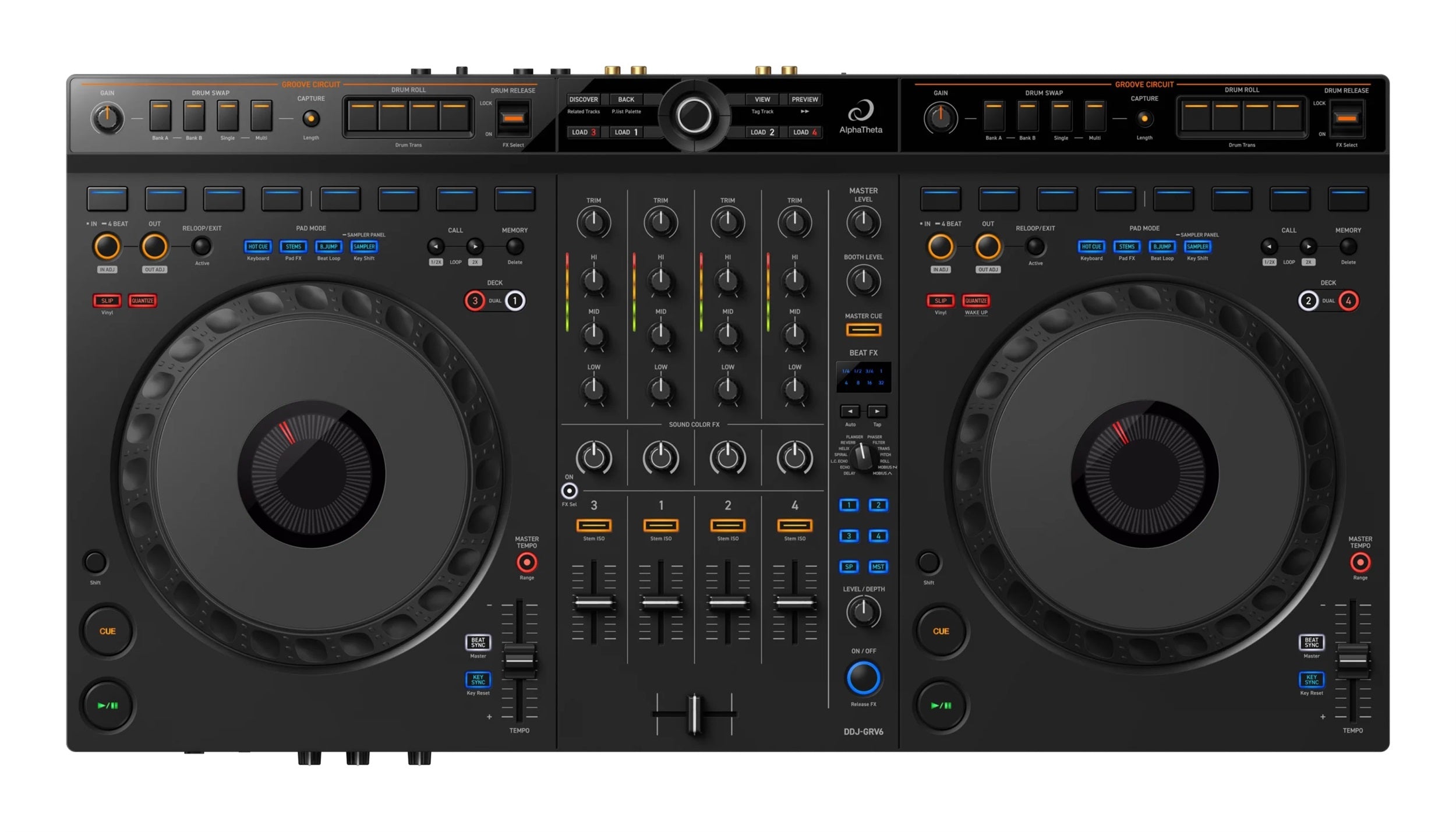 Pioneer DJ AlphaTheta DDJ-GRV6 4-Channel Performance DJ Controller