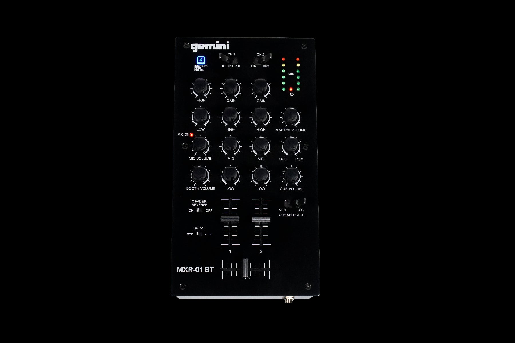 Gemini MXR-01BT 2-Channel Professional DJ Mixer with Bluetooth Input